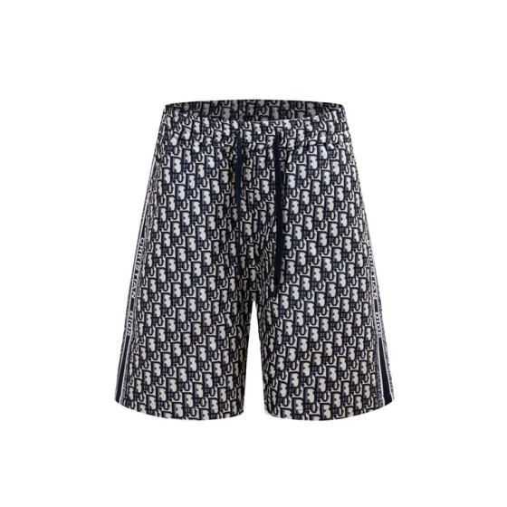 Dior Navy Blue Oblique Print Shorts with Christian Dior Side Tape